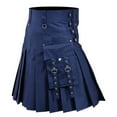 thumbnail image 1 of Wdgfv Men's Black Utility Kilt Scottish Traditional Highland Solid Pleated Skirt with Cargo Pockets Tactical Modern Gothic Kilts, 1 of 4