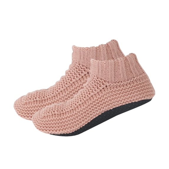 Wdgfv Men's Cozy Slipper Socks with Non Grippers, Winter Soft Sole Indoor Sherpa Lining Sock Shoes Pink One Size