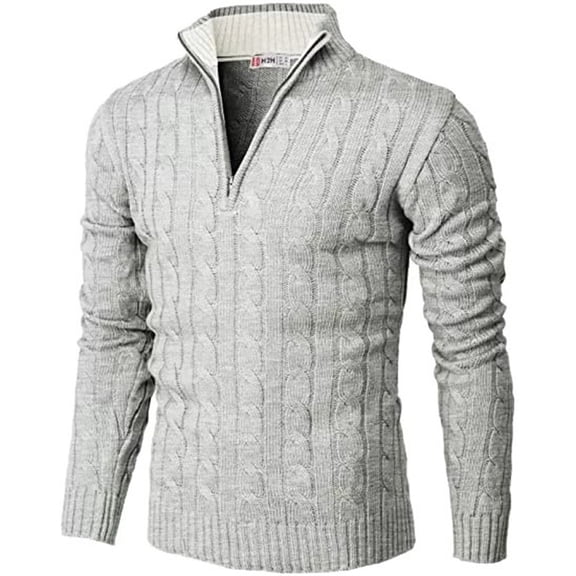 Wdgfv Men's Fall Winter Casual Slim Fit Pullover Long Sleeve Knit Zipper Collar Sweater Coat for Outdoor Daily Wear