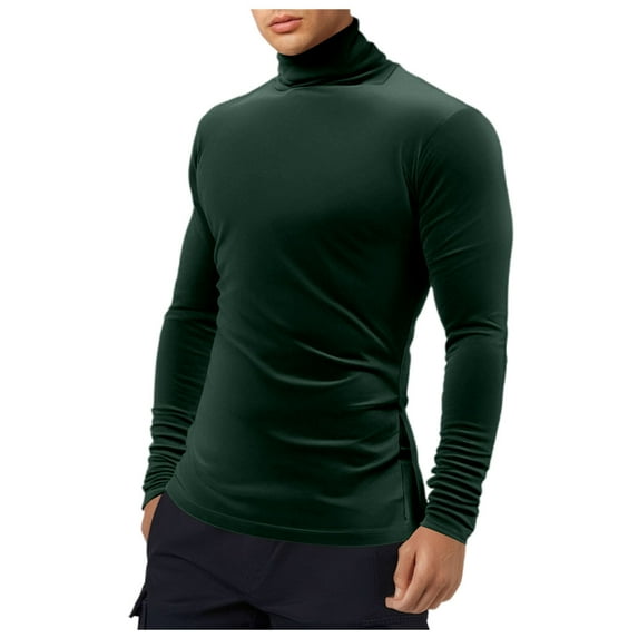 Wdgfv Men's Solid Color High Neck Long Sleeve Pullover Knitwear Sweater Coat for All Seasons Comfort