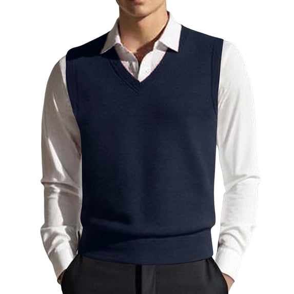 Wdgfv Men's Sweater Vest Knit Sleeveless Pullover Soft Comfortable Lightweight Versatile Layering Piece for Casual Style