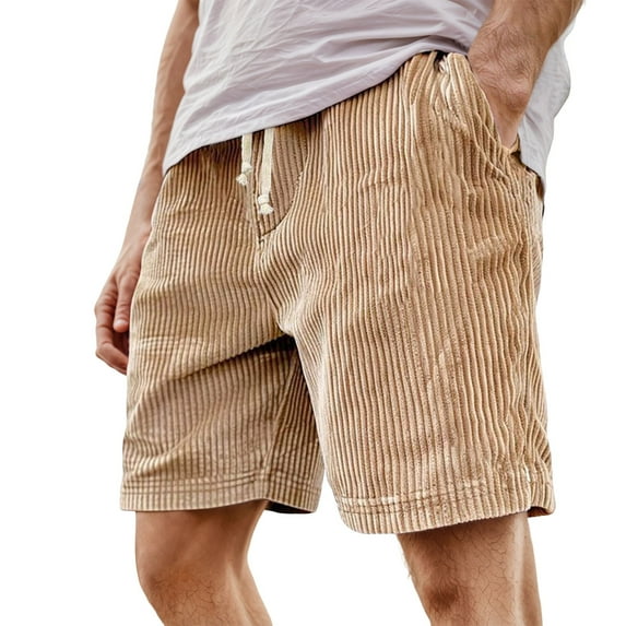 Wdgfv Mens Casual Corduroy Drawstring Elastic Waist Lightweight Summer Beach Shorts Loose Fit Golf Shorts