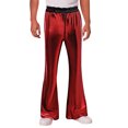 thumbnail image 1 of Wdgfv Mens Metallic Glitter Wide Leg Trousers Performance Shiny Disco Pants Red L, 1 of 7