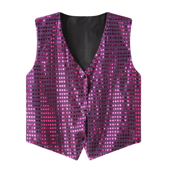 Wdgfv Mens Sequins Vest Shiny Party Nightclub Stylish Suit Vest Button Sleeveless Waistcoat