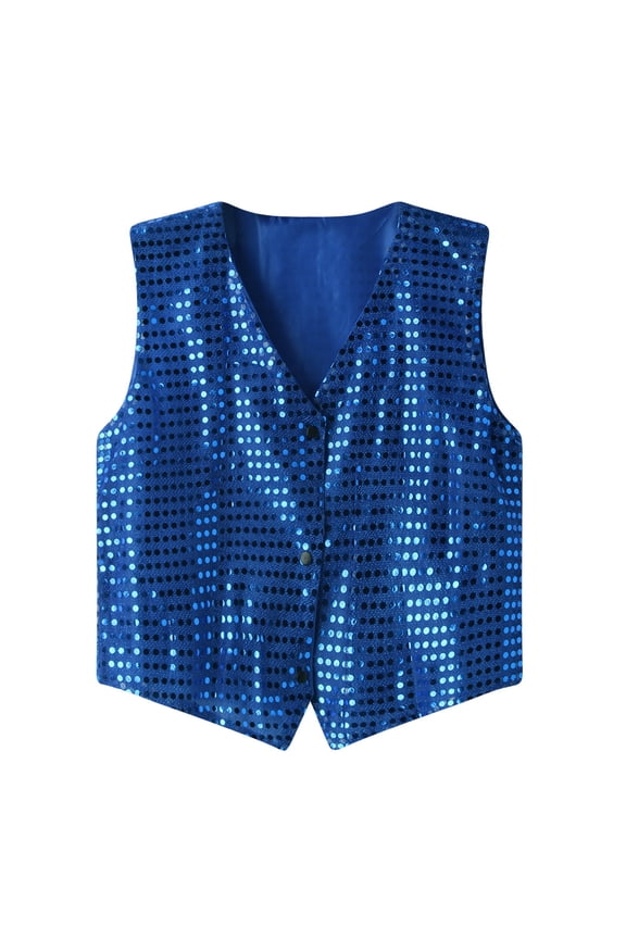 Mens Sequins Vest Shiny Party Nightclub Stylish Suit Vest Button Sleeveless Waistcoat