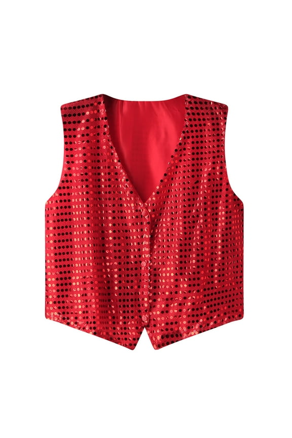 Mens Sequins Vest Shiny Party Nightclub Stylish Suit Vest Button Sleeveless Waistcoat