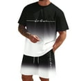 thumbnail image 1 of Wdgfv Mens Tracksuits Color Block Print Short Sleeve Tee and Drawstring Shorts Summer 2 Piece Sets, 1 of 5