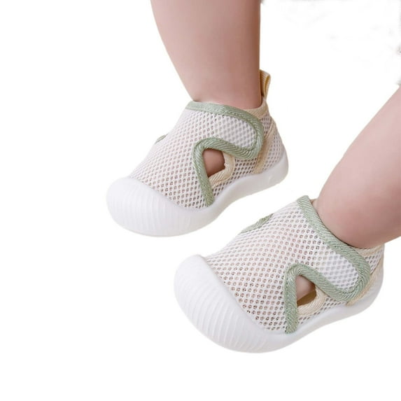 Wdgfv Mesh Breathable Soft Sole Learning Walking Shoes For Toddler Boys And Girls Lightweight Flexible Non Design Green 11-15 Months