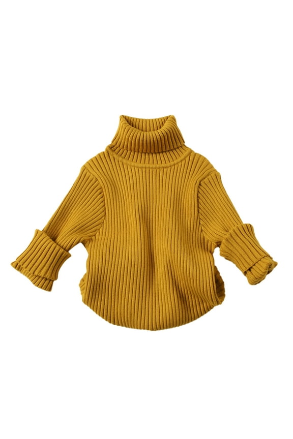 Neutral Kids Winter Sweater Furry Turtleneck Top For Boys And Girls Warm Soft Knitted Pullover Yellow 6-12 Months