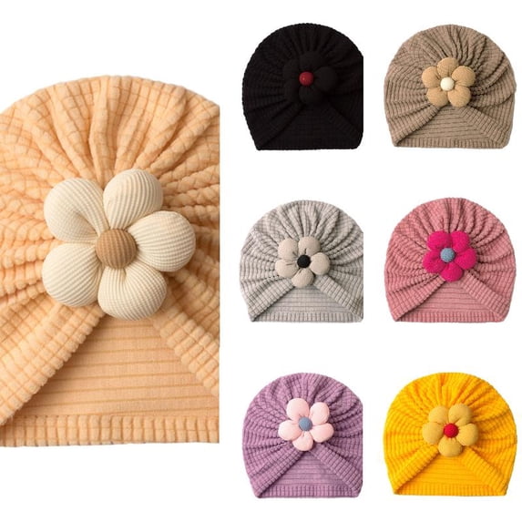 Wdgfv Baby Beanie Turban Baby Girl Hats Hospital Hats with Bow Wraps Breathable Cloth Baby Beanie Caps 0-36 Months