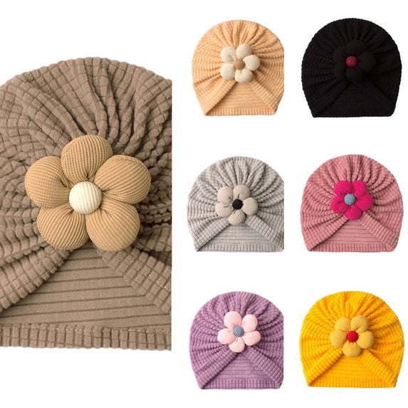 Wdgfv Baby Beanie Turban Baby Girl Hats Hospital Hats with Bow Wraps Breathable Cloth Baby Beanie Caps 0-36 Months