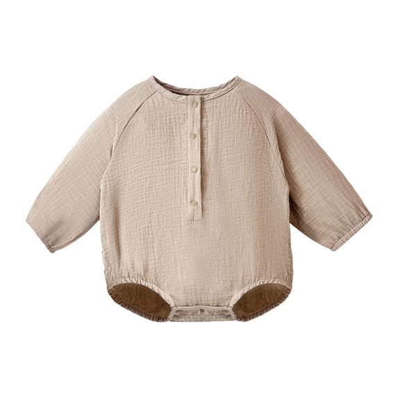 Wdgfv Baby Girl Boy Clothes Cotton Linen Long Sleeve Romper Solid Oversized Sweatshirt Onesie Fall Outfits 0-3 Months