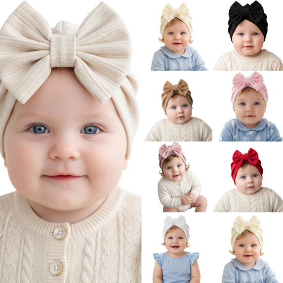 Wdgfv Baby Girl Hats with Bow Toddler Beanie Cap Hospital Hats for Baby Girl Kid 0-24 Months