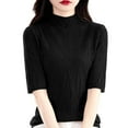 thumbnail image 1 of Wdgfv Office Pullover Sweater Women Fall Winter Semi High Neck Knitted Pullover Sweater Slim Fit Ribbed Texture Versatile Casual Blouse, 1 of 4