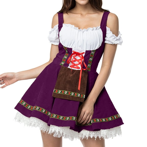 Wdgfv Oktoberfest Dirndl Dress for Women German Traditional Bavarian Outfits