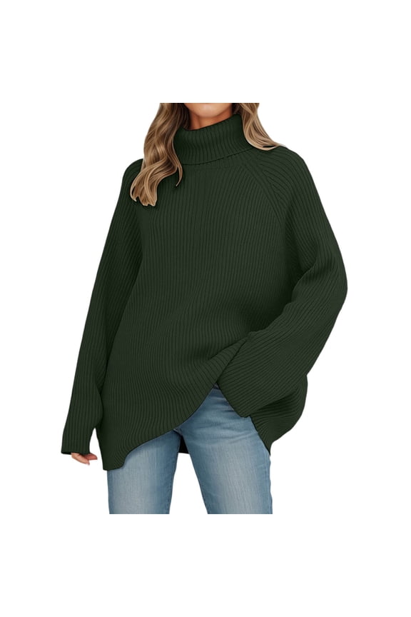 Oversized Slouchy Pullover Women Winter Warm Knitted Turtleneck Pullover Sweater Soft Cozy Oversized Casual Top For Women Cold
