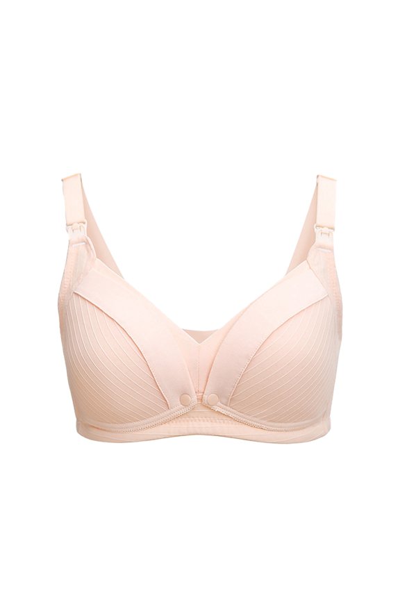 Plus Size Nursing Bra for Women Wireless Maternity Support Comfortable Breastfeeding Design Everyday Wear Beige 75C