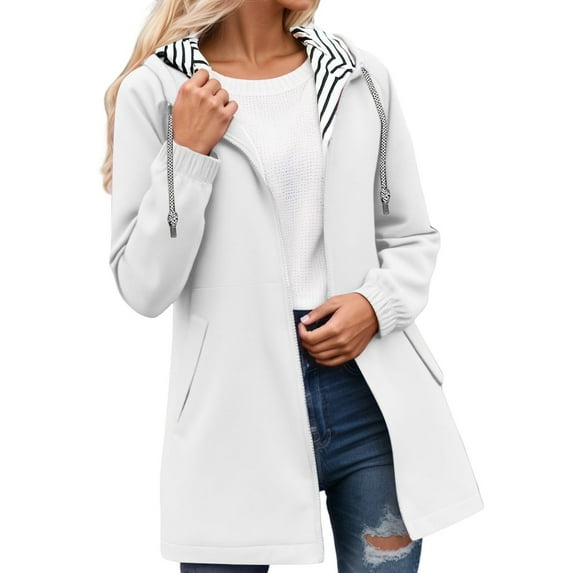 Wdgfv Rain Jacket Women Waterproof Windbreaker Lightweight Rain Jackets with Pockets Striped Lined Raincoats with Hood