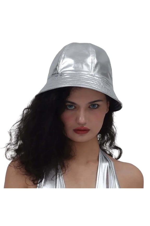 Reversible Metallic Fisherman Sun Hat for Outdoor Travel and Stylish Streetwear Silver One Size