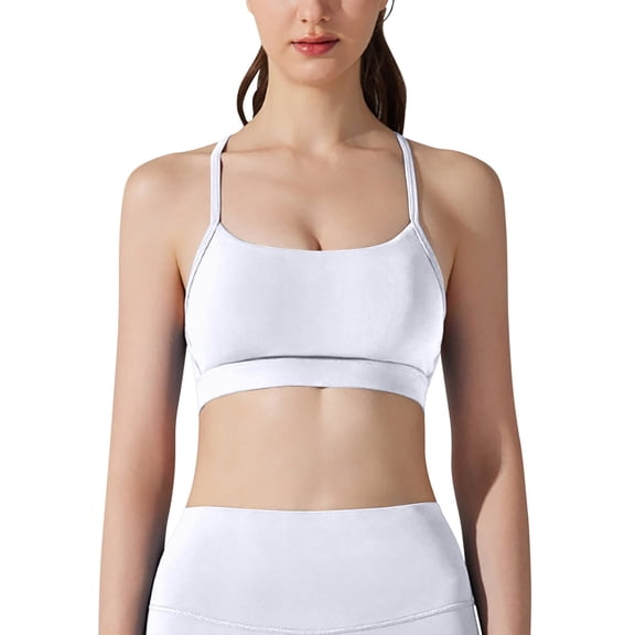 Wdgfv Scoop Y-Back Sports Bra | Low Support | Medium Coverage for A-D/DD Cups with Removable Pads White L