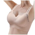 thumbnail image 1 of Wdgfv Seamless Bras Women Soft Jelly Push Up Wireless Bra Supportive V Neck No Underwire Comfort Tshirt Bralettes Beige M, 1 of 3