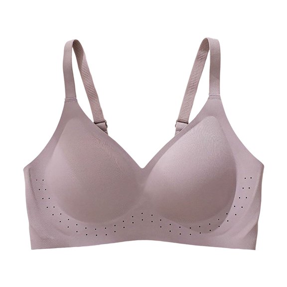 Wdgfv Seamless Jelly Bras for Women - Full Coverage Wireless Bra with Support and Lift for Older Purple XXL