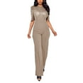 thumbnail image 1 of Wdgfv Sequin Jumpsuits for Women Dressy Summer Casual Short Sleeve Cocktail Club party Wide Leg Romper with Pockets Beige XXL, 1 of 7