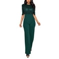 thumbnail image 1 of Wdgfv Sequin Jumpsuits for Women Dressy Summer Casual Short Sleeve Cocktail Club party Wide Leg Romper with Pockets Green S, 1 of 7