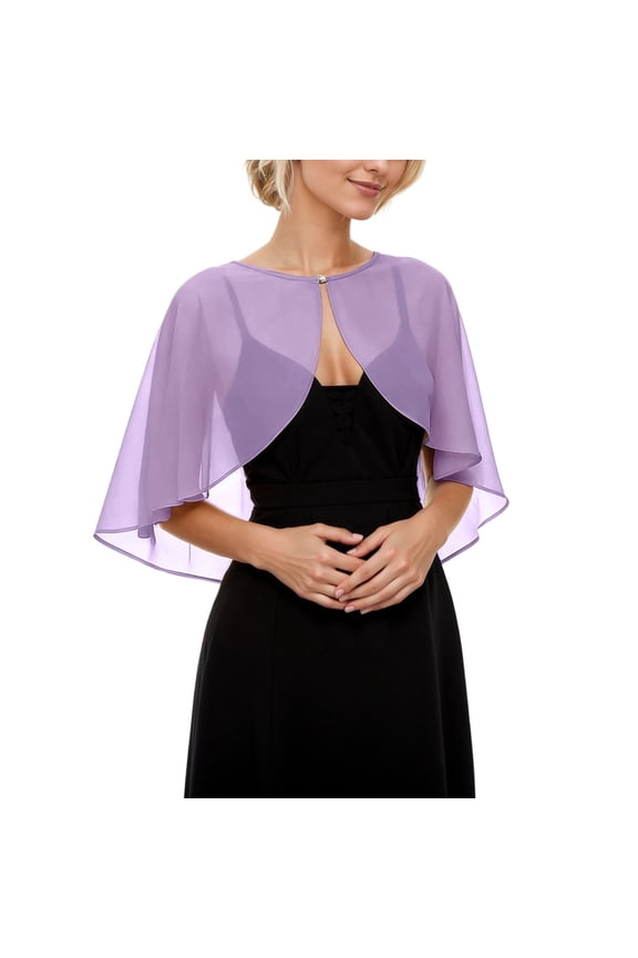 Shawl and Wraps for Evening Dress Chiffon Shawls Wedding Shrug Guest Bridesmaid Cape Scarves for Womens Purple One Size