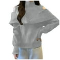 thumbnail image 1 of Wdgfv Soft Fleece Lined Pullover Women Elegant Off Shoulder Turtleneck Knit Pullover with Batwing Sleeves for Women's Casual, 1 of 7