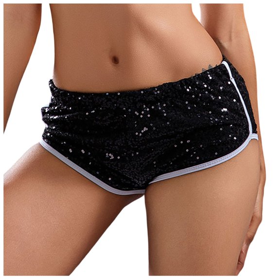Wdgfv Sparkly Sequin Micro Shorts For Women Low Rise Party Concert Outfits Mini Denim Style