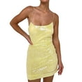 thumbnail image 1 of Wdgfv Sparkly Sequin Short Homecoming Dresses for Teens Spaghetti Straps Tight Mini Party Gowns Yellow L, 1 of 6
