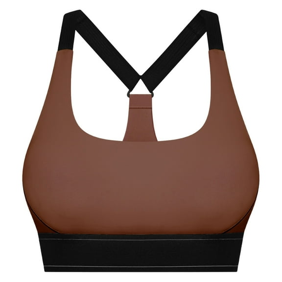 Wdgfv Sports Bra for Women Seamless Workout Yoga Bra V-Neck Racerback Bralette For Fitness Training Comfortable Breathable Supportive Activewear Top Brown 4