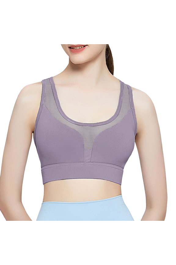 Sports Bra for Women Yoga Bra for Workout Fitness Yoga Crop Top with Removable Pads Backless Design for Comfortable Activewear Purple S