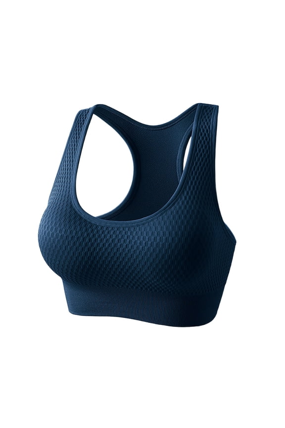 Sports Bra for Women Yoga Bra for Workout Racerback Medium Support Seamless Yoga Sports Bra Wireless Padded Comfort Activewear Navy L