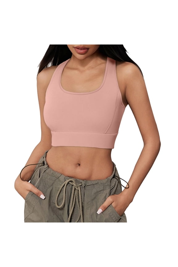 Sports Bras for Women High Support,Racerback Molded Cup Sports Bra Yoga Athletic Workout Bra Light Pink L