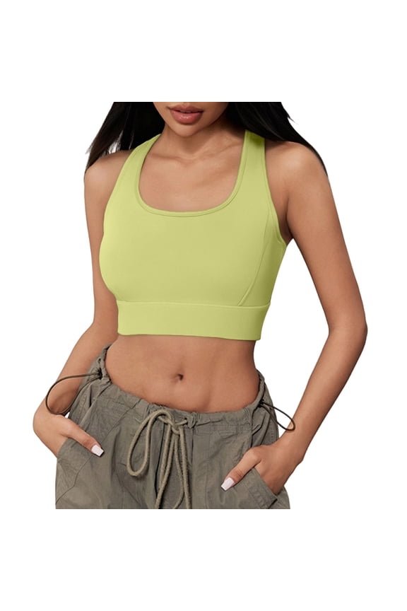 Sports Bras for Women High Support,Racerback Molded Cup Sports Bra Yoga Athletic Workout Bra Light Yellow S