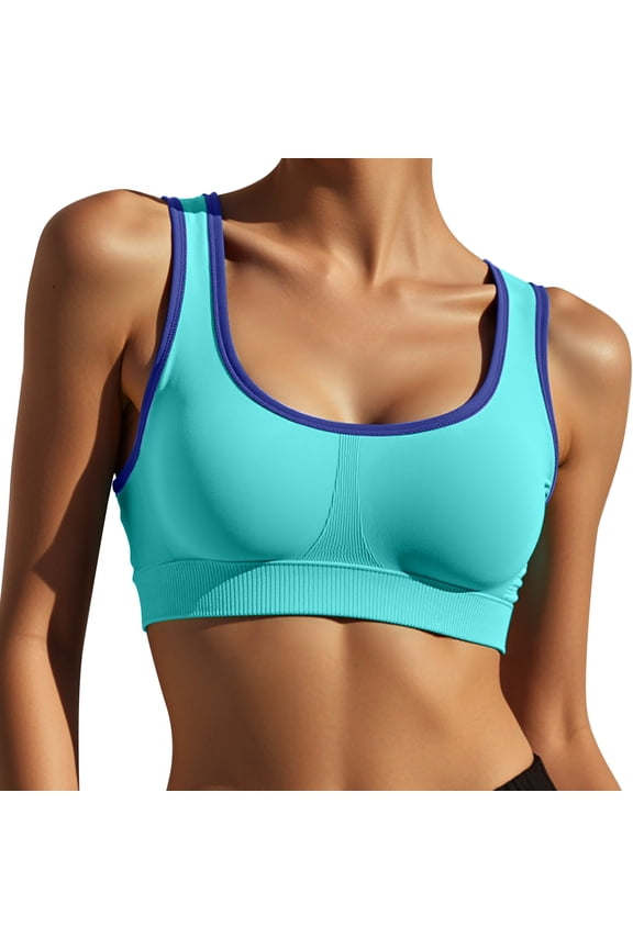 Sports Bras for Women High Support,Seamless Ribbed Longline High Neck Sports Bra Racerback Padded Crop Top Yoga Mint Green L