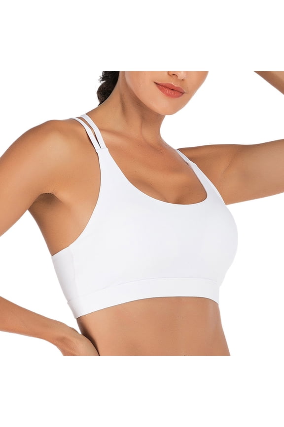 Sports Bras for Women,Padded Sports Bra Tank Top Back High Impact Longline Workout Yoga Bra White M