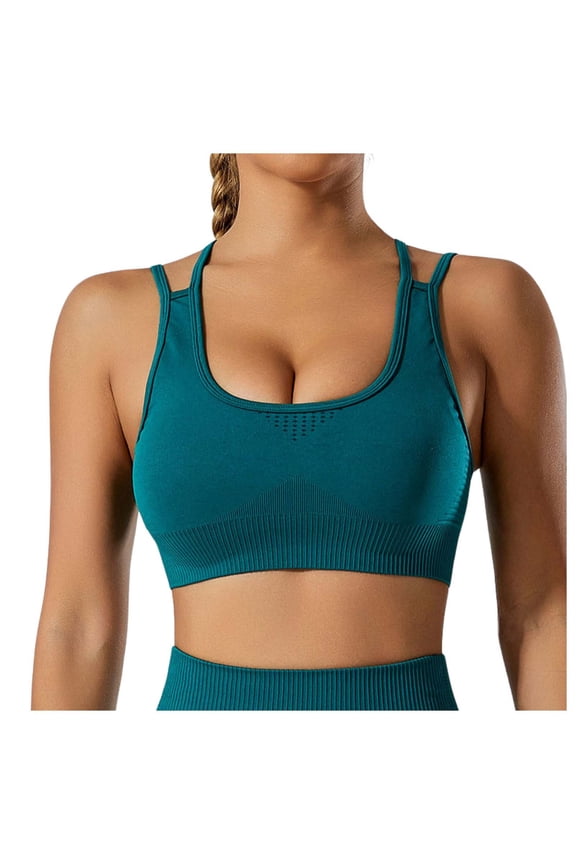 Sports Bras for Women Padded Sports Bra Tank Top Back High Longline Workout Yoga Bra Sports Bra Green M