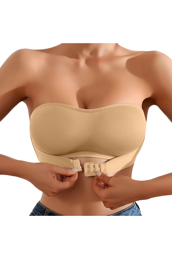 Strapless Bras for Women - Strapless Front Buckle with Non-Pad, Seamless Comfortable Front Closure Bra Tube Top