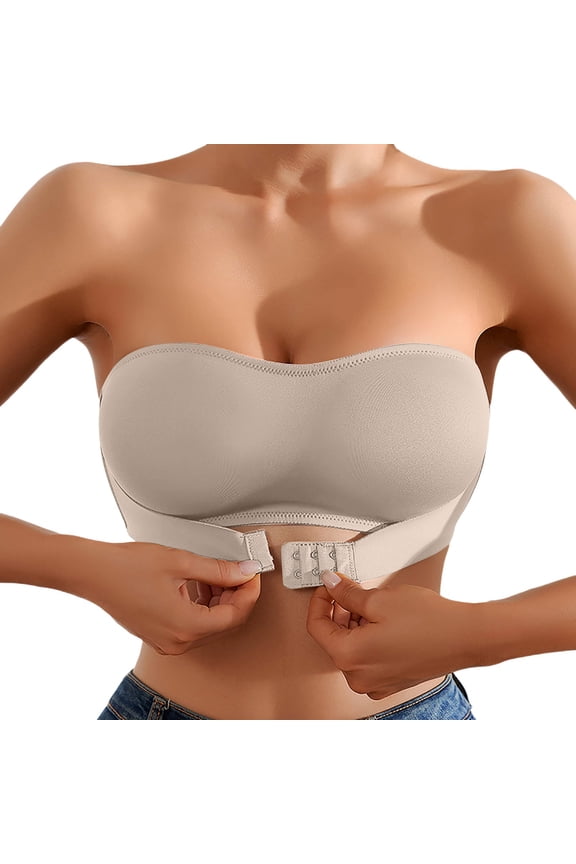 Strapless Bras for Women - Strapless Front Buckle with Non-Pad, Seamless Comfortable Front Closure Bra Tube Top