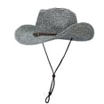 thumbnail image 1 of Wdgfv Straw Cowboy Hats Western Cowgirl Hat for Holiday Woven Beach Sun Hat with Wide Brim Shapeable Cowboy Hat Blue One Size, 1 of 3