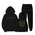 thumbnail image 1 of Wdgfv Stylish Girls Winter Outfits Set Printed Hooded Sweatshirt Ensemble Casual Wear For Ages 1 To 9 With Easy Care Instructions Black 7-8 Years, 1 of 4