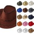thumbnail image 1 of Wdgfv Suede Kid's Cowboy Hat Western Cowboy Cowgirl Hat Suede Texture with Adjustable Cord Wide Brim for Sun One Size, 1 of 4