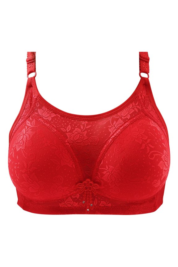Support Bra for Women Full Bust Thin Comfort Underwire Everyday Wear Red 42