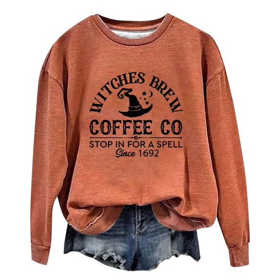 Wdgfv Sweatshirt Women Halloween Crewneck Long Sleeve Graphic Shirts Fall Pullover Tops