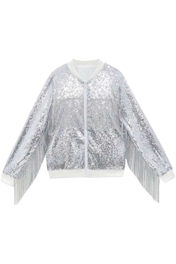 Tessel Sequin Jacket for Men Sparkly Bomber Varsity Trendy Shiny Coat Ladies Glitter Birthday Party Holiday Clothes