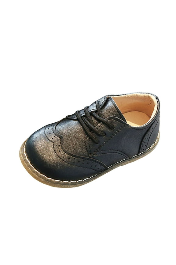 Toddler Boys Girls Black Dress Shoes Little Kid Oxford Shoes Wedding Church Dress Shoes PU Leather Lace Up School Uniform Loafer Flats Black 25