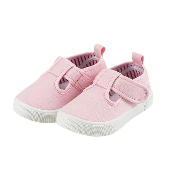 Wdgfv Toddler Boys Girls Canvas Sneakers Soft Sole T-Strap Shoes Lightweight Comfy Classical Flats Non Skid Shoe for Little Kids Pink 25